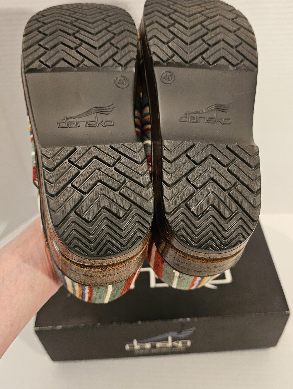 Dansko Vegan Pro Striped Multicolor Slip-On Clogs - Picture 12 of 13